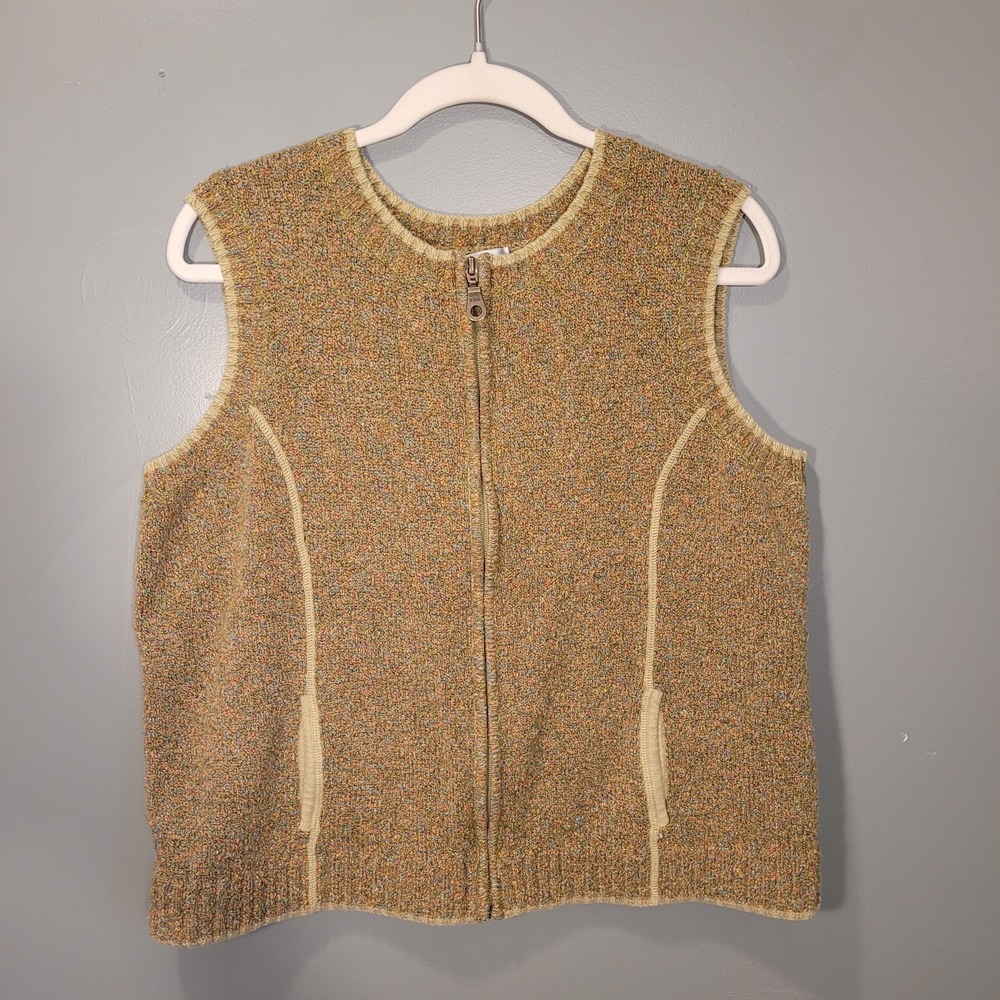 Christopher & Banks Cotton Blend Full Zip Vest, Women's Size XL, Green Multi